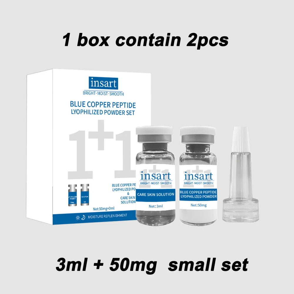 Blue Copper Peptide Lyophilized Powder Set Moisturzing Whitening Face Serum Anti Wrinkle Smooth Tender SkinCare Brighten Essence - PrimeNest