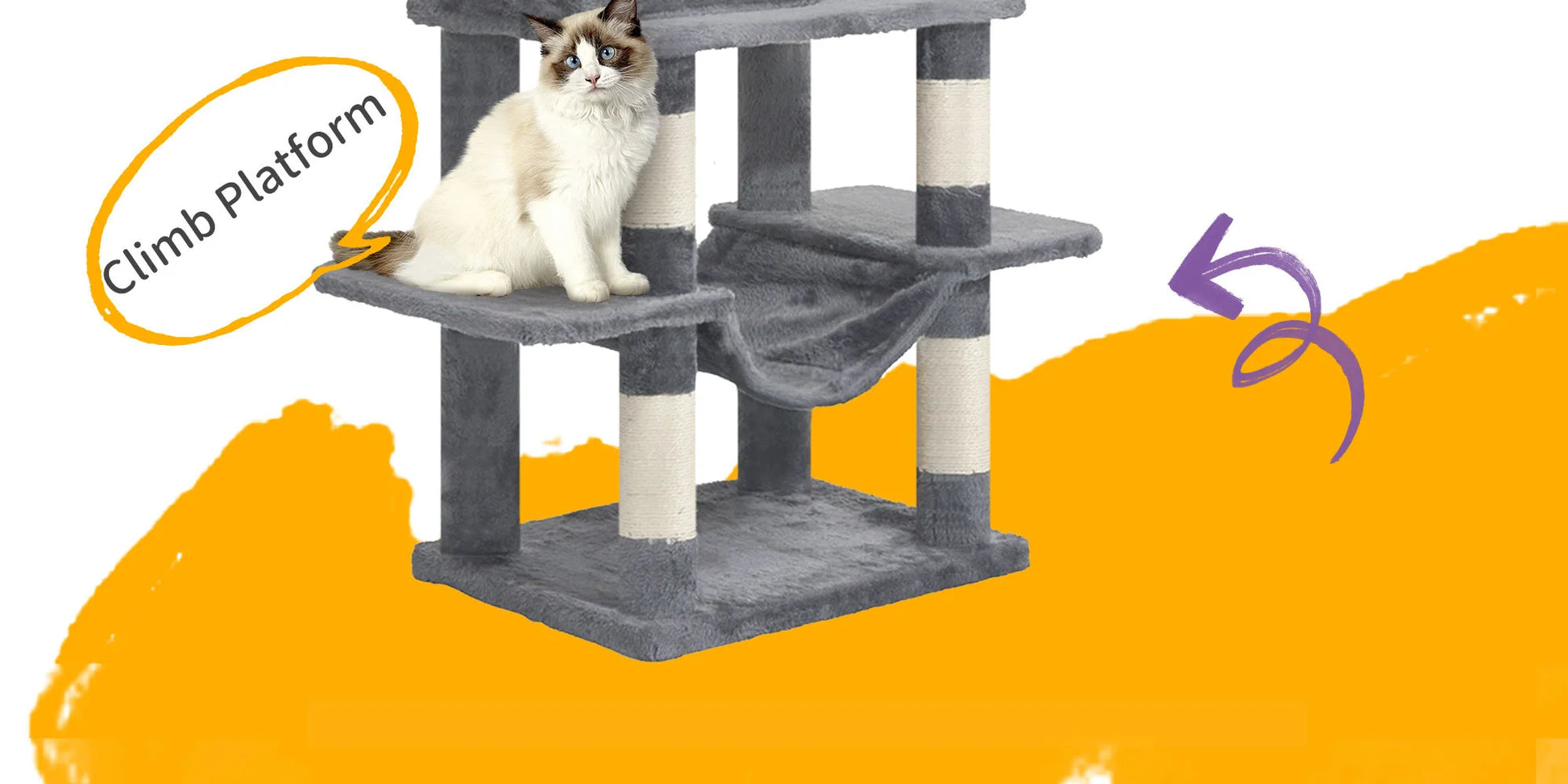 Cat Tree for Indoor Cats, 170 cm Large Tall Cat Tower, Multi-Level Cats House with Condo, 8 Scratching Posts, Hammock, 4 Pom Pom - PrimeNest