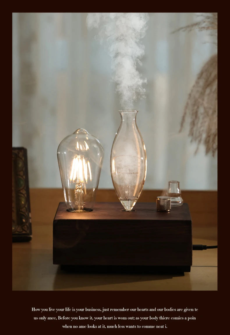 Aroma Diffuser Vintage Tungsten Filament Lamp Aromatherapy Machine Humidifier Lighting Sandalwood Pure Essential Oil Diffuser