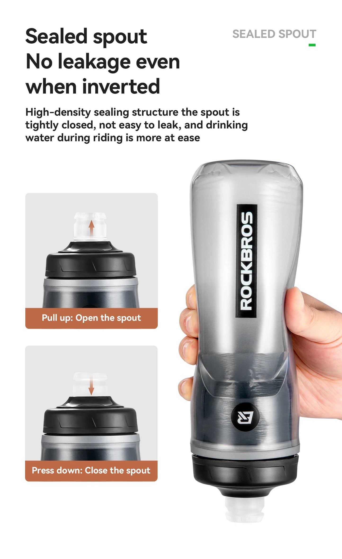 ROCKBROS Local Shipping 620ml Bike Water Bottle Cold Water Insulated Thermal Silicone Cycling Bottle Fitness Outdoor Portable Bicycle Water Kettle