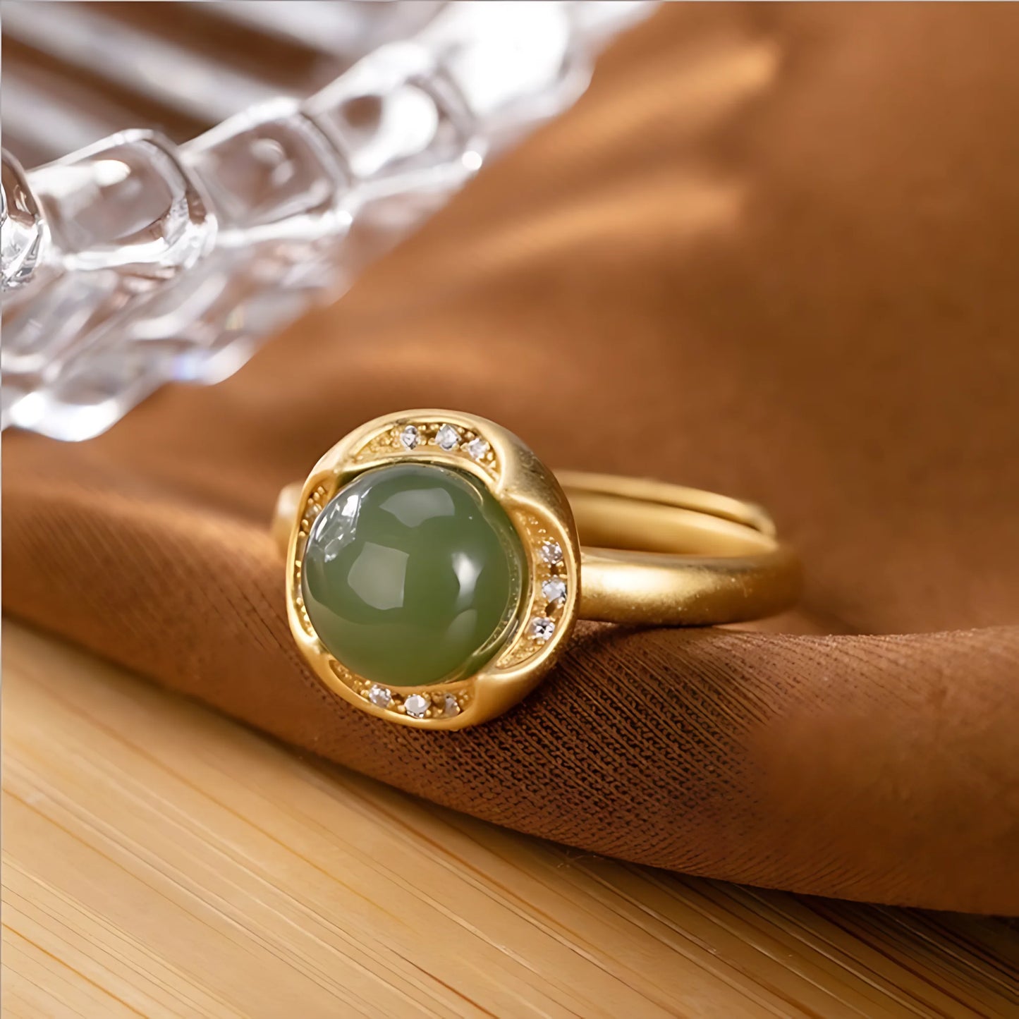 PANJBJ 925 Sterling Silver Hotan Jade Geometric Ring for Women Girl Adjustable Retro Delicate Jewelry Birthday Gift Dropshipping