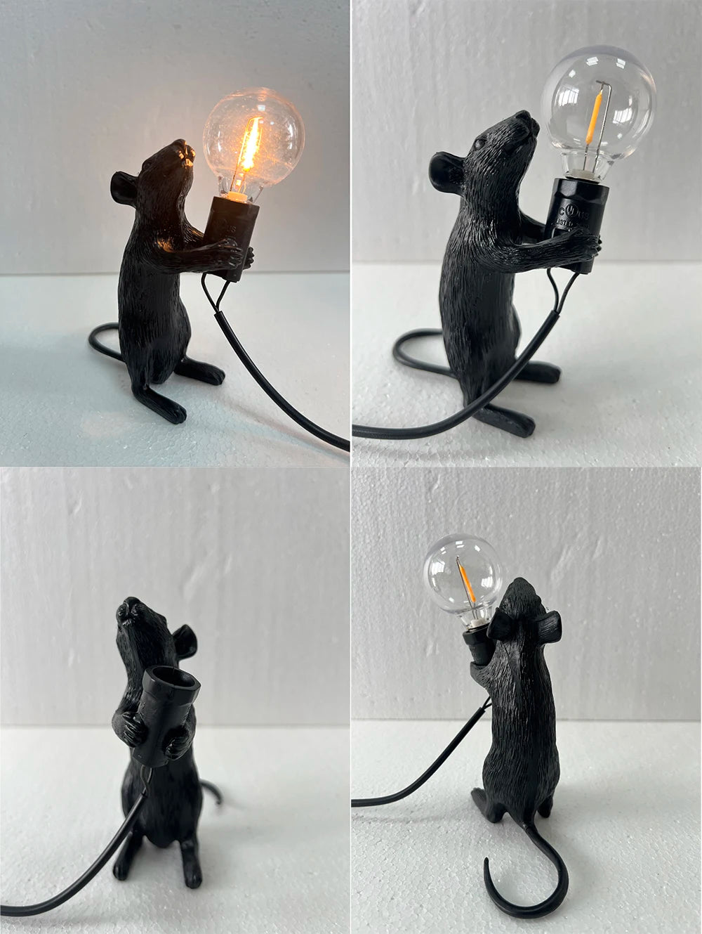 Modern Resin Animal LED Table Lamp - Mouse Cat Squirrel Design Night Light Desk Lighting Fixture for Home Decor