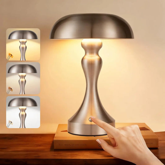 Table lamp, wireless battery-powered bedside lamp, LED table lamp, touch‑dimmable, retro vintage lamp with USB rechargeable nickel battery, table lamps for windowsill, living room, bedroom
