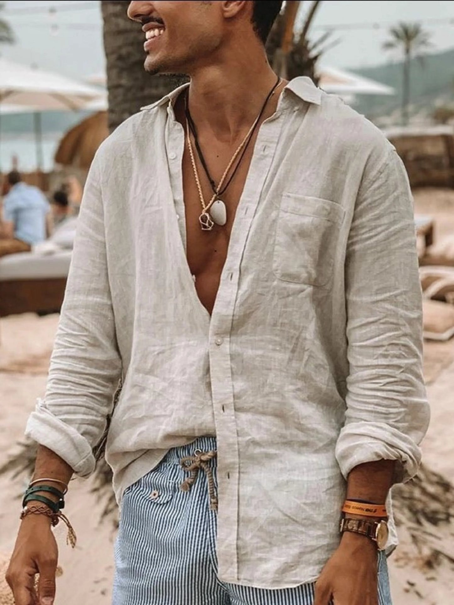 Men's Lapel Cardigan Long-Sleeve Shirt