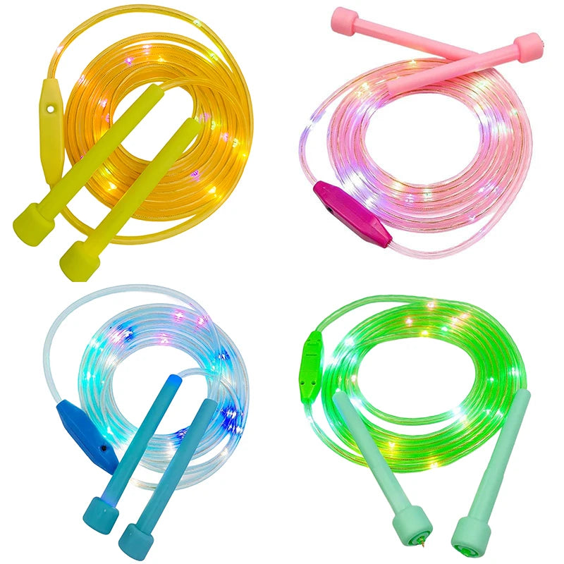 LED Light Up Jump Rope Colorful Night Glow Sports Toy for Outdoor Night Use Durable PVC Material Adjustable Length