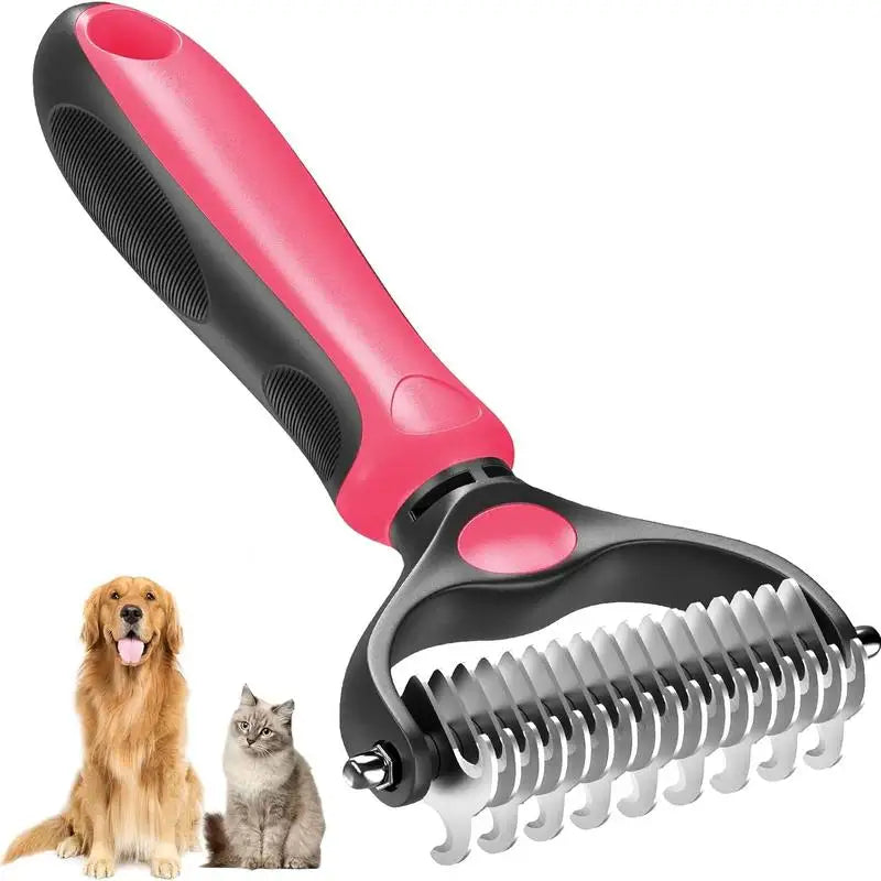 2in1 Stainless Pet Deshedding Brush Dog Hair Remover Pet Fur Knot Cutter Puppy Cat Comb Brushes Dogs Grooming Shedding Supplies - PrimeNest
