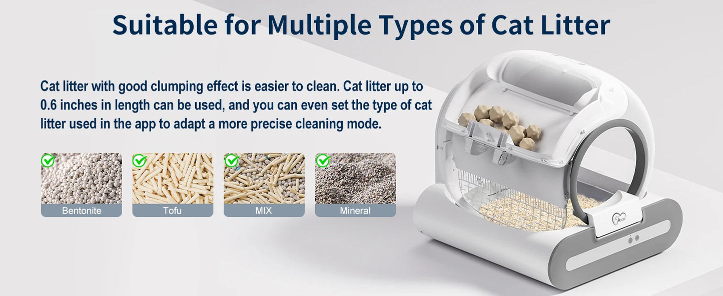 DOEL 65L Self-Cleaning Cat Litter Box App Control, ONLY Supports 2.4G WiFi w/Litter Mat&Trash Bags, Fit for Tofu & Mixed Litter - PrimeNest
