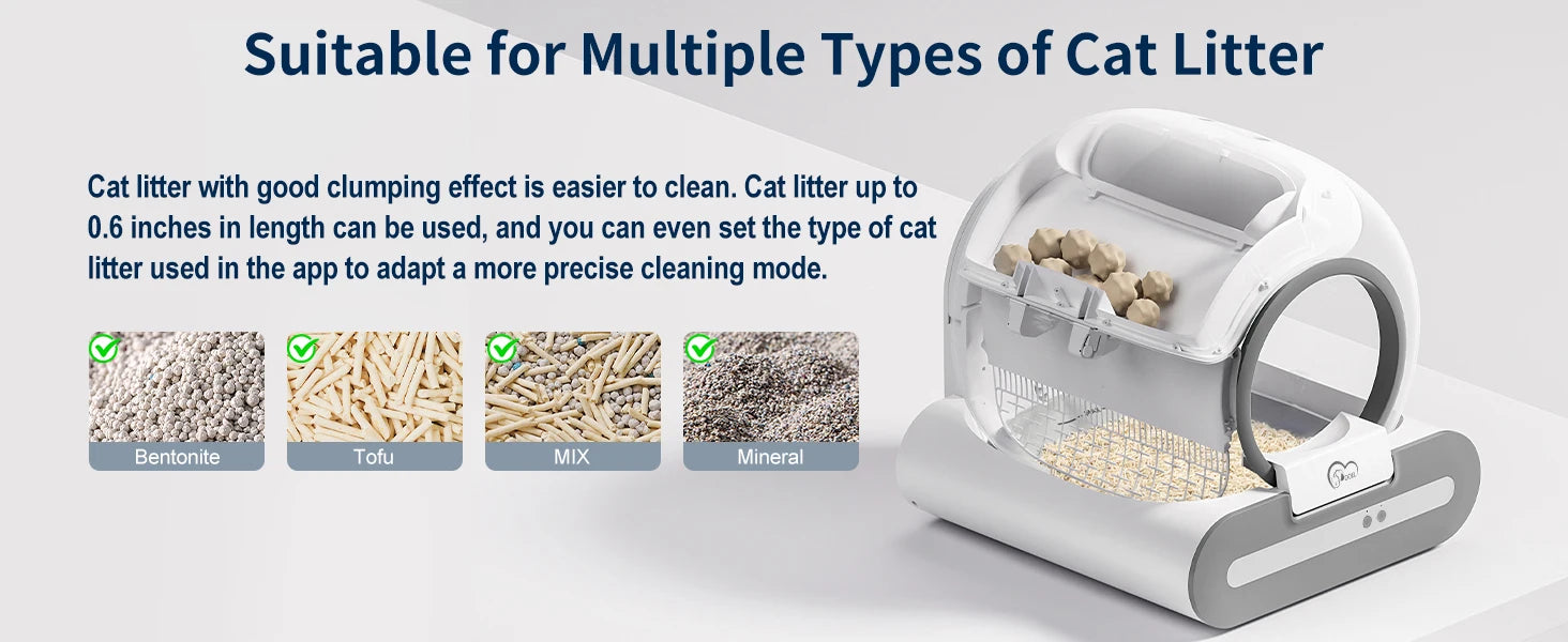 DOEL 65L Self-Cleaning Cat Litter Box App Control, ONLY Supports 2.4G WiFi w/Litter Mat&Trash Bags, Fit for Tofu & Mixed Litter - PrimeNest
