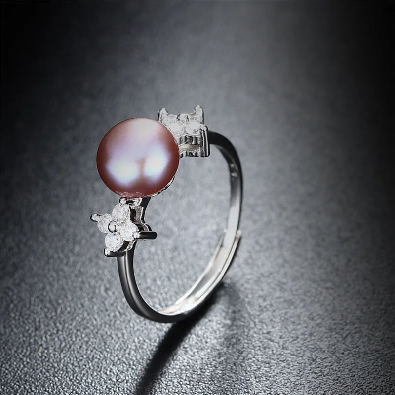 YWYC Freshwater Cultured Pearl 925 Sterling Silver Rings for Women Open Adjustable Rings Jewlery Gift Wholesale