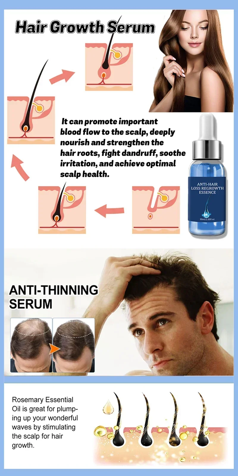 Biotin fast Hair Growth oil Products Care Scalp Massage Treatments Anti Hair Loss Effective Grow Thicker Hair serum for men