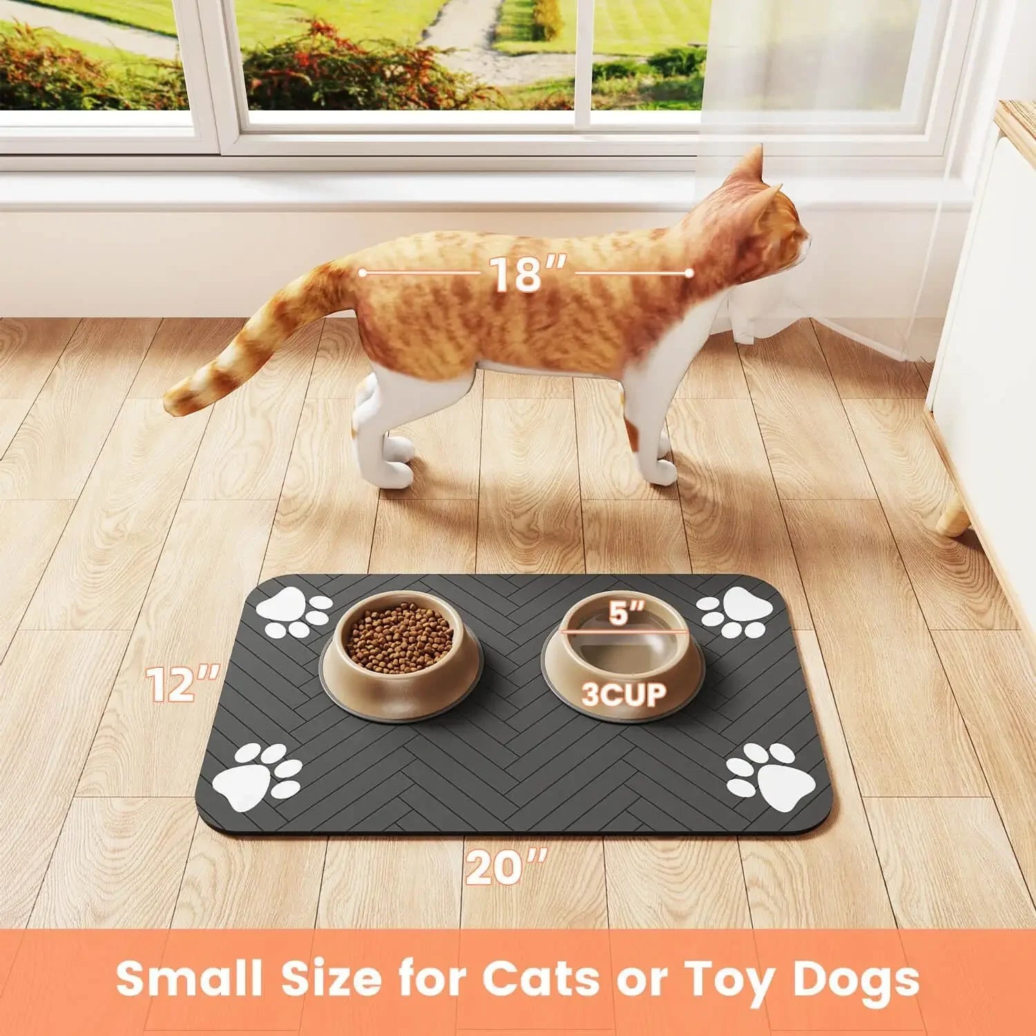 Pet Feeding Mat-Absorbent Pet Placemat for Food and Water Bowl with Waterproof Rubber Backing Quick Dry Water Mat for Dog Cat - PrimeNest