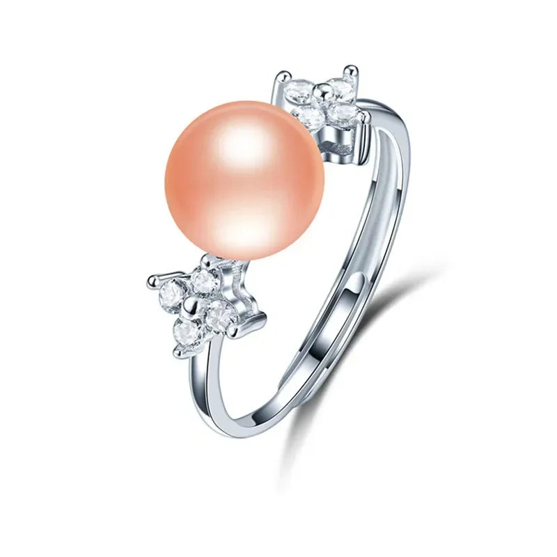 YWYC Freshwater Cultured Pearl 925 Sterling Silver Rings for Women Open Adjustable Rings Jewlery Gift Wholesale