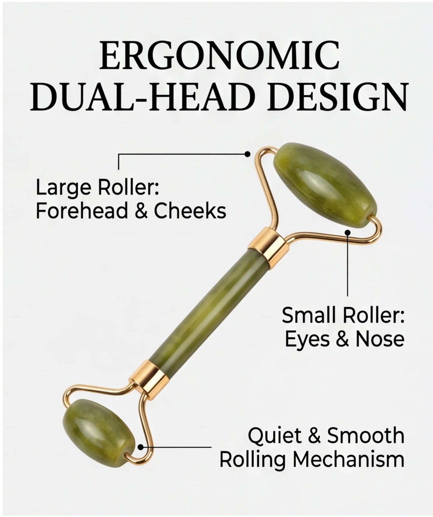 Natural Jade Roller & Gua Sha Board Set Double Head Facial Massager Anti-Aging Skin Care Tool