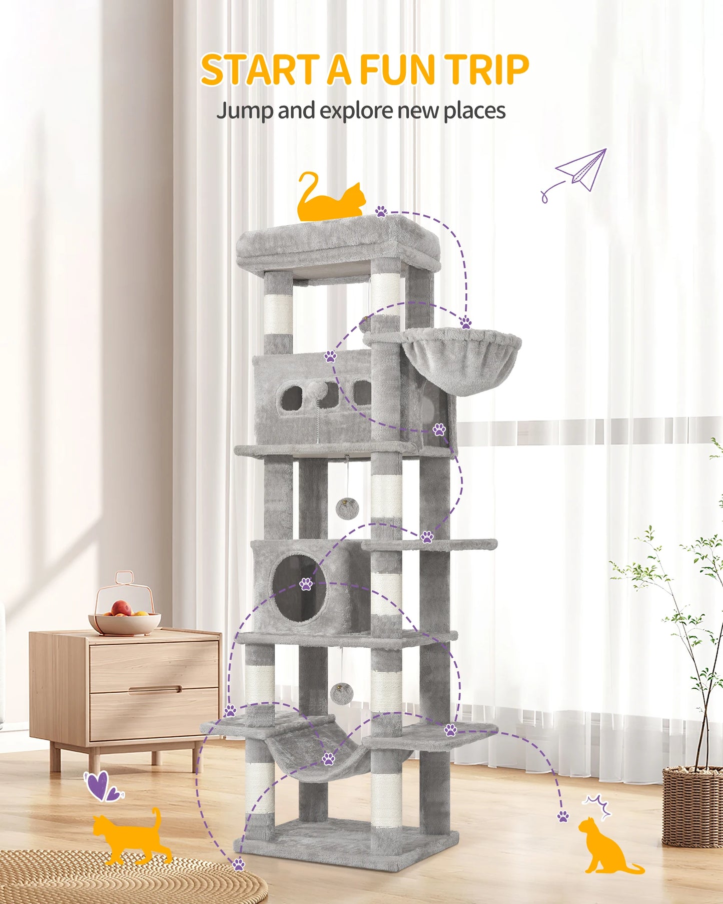 170cm Multi-Level Cat Tree Tower