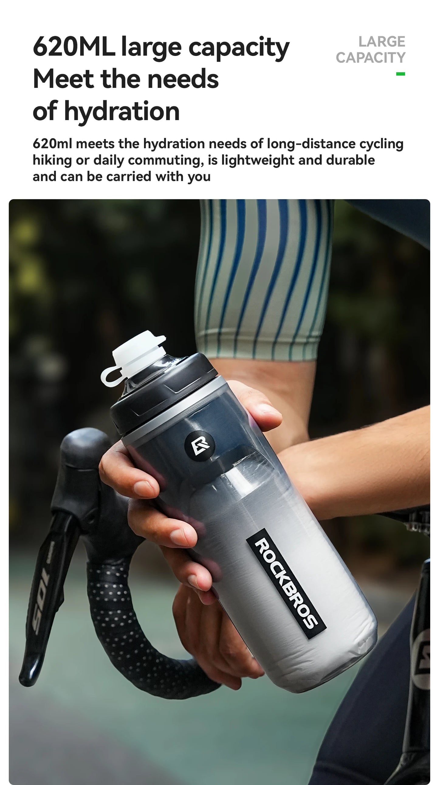 ROCKBROS Local Shipping 620ml Bike Water Bottle Cold Water Insulated Thermal Silicone Cycling Bottle Fitness Outdoor Portable Bicycle Water Kettle