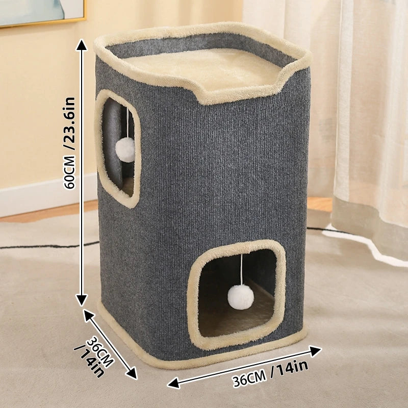 2-Layer Winter Cat Cube Playhouse