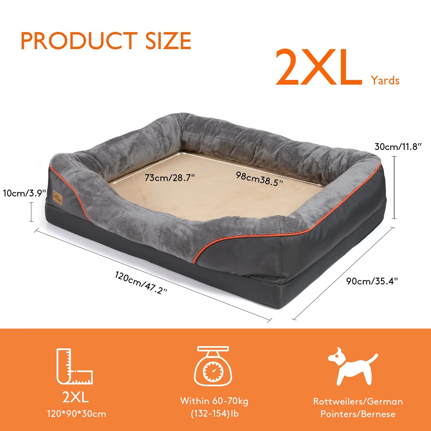 BINGOPAW Large Dog Bed with Washable Cover