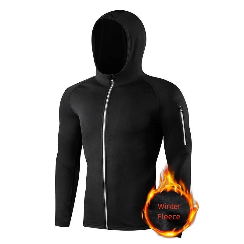 Men Fleece Lined Compression Shirt Long Sleeve Thermal Running Gym Fitness Breathable Sports Top-2