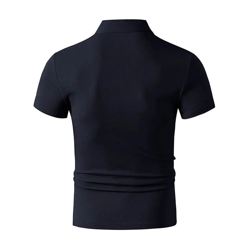 2025 New Men's Casual and Fashionable Simple Collared Short Sleeved Polo Shirt Summer Comfortable Breathable and Versatile Top