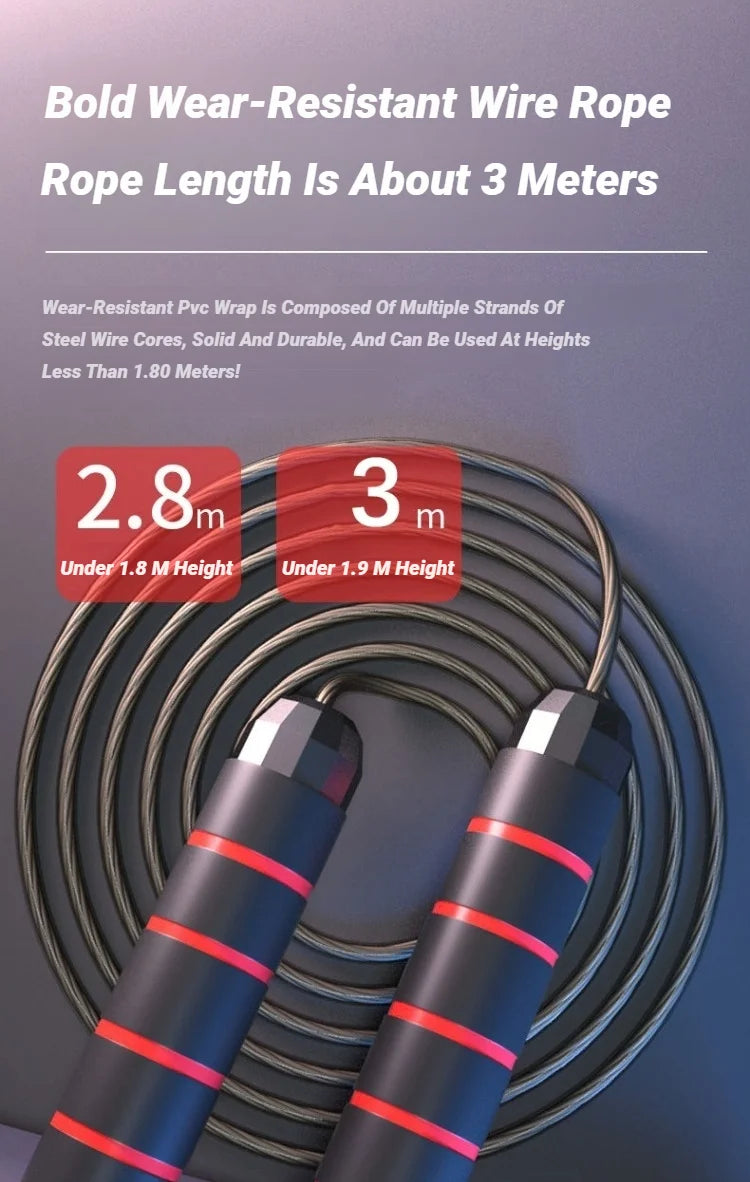 Jump Rope Steel Wire Skipping Exercise Adjustable Jumping Fitness Workout Training Home Sport Equipment Tangle-Free Student