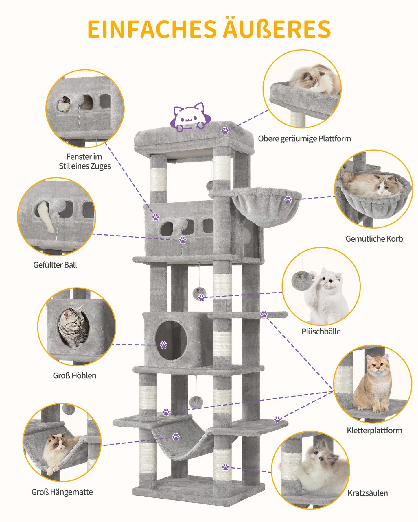 210cm XL Multi-Level Cat Tree Tower