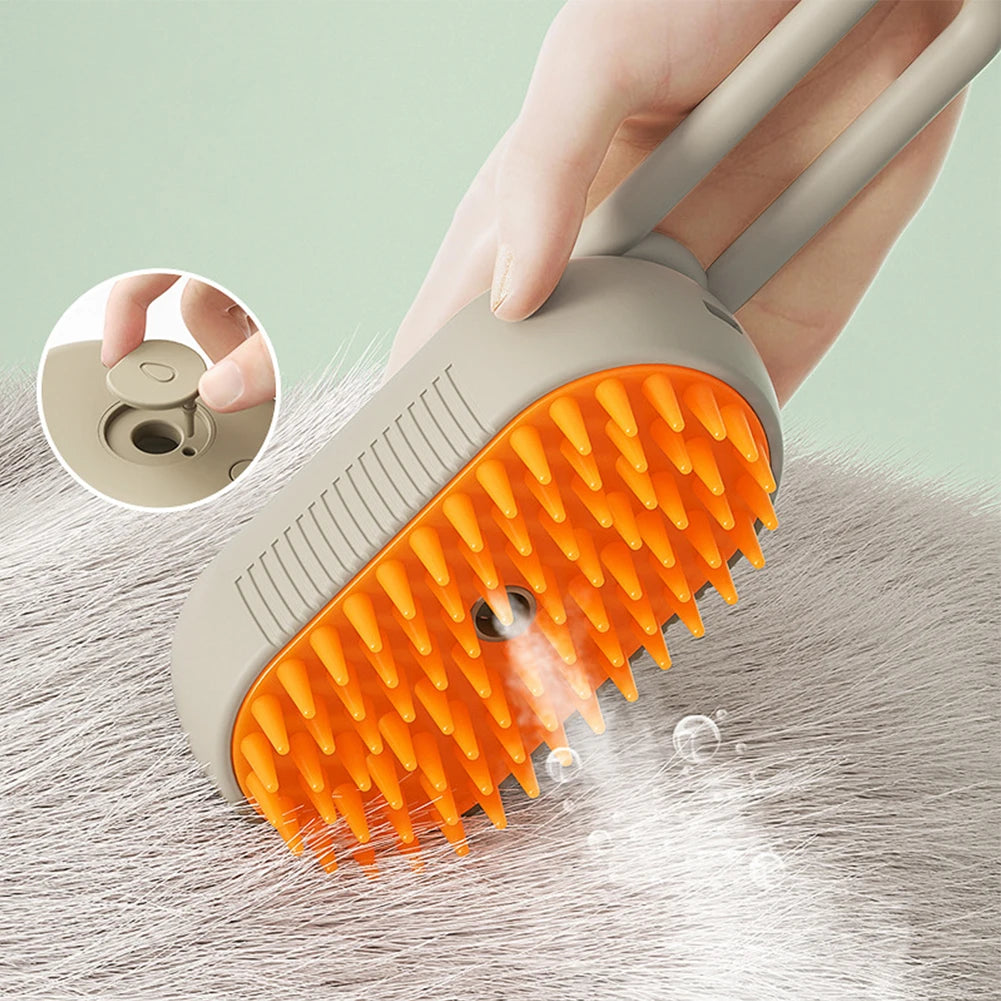 3-in-1 Dog Hair Brush Cat Hair Brush Electric Pet Cleaning Brush Steam Spray Brush Massage Hair Removal Comb Anti Flying Brush - PrimeNest