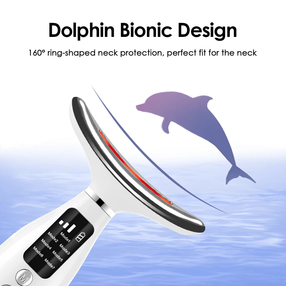 Neck Face Lifting Massager 7 Colors Light LED Photon Therapy Skin Tighten Wrinkle Remove Heating Vibration Massage Beauty Device - PrimeNest