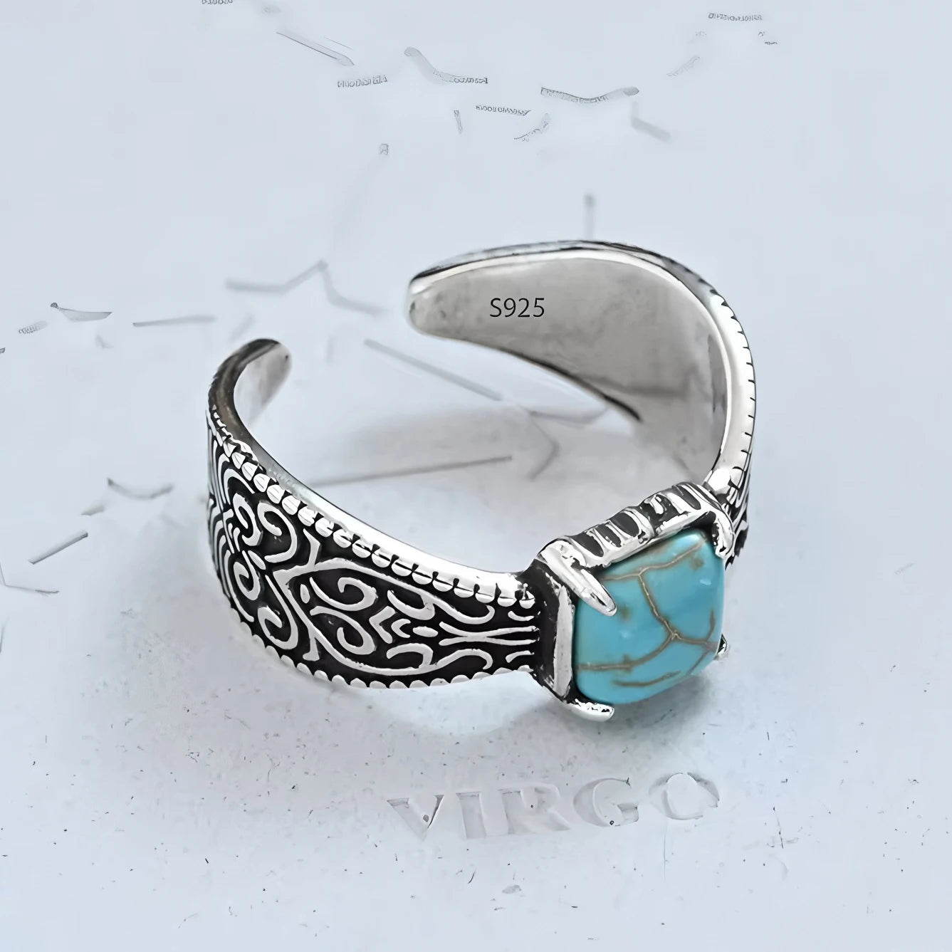 PANJBJ 925 Sterling Silver Hotan Jade Geometric Ring for Women Girl Adjustable Retro Delicate Jewelry Birthday Gift Dropshipping