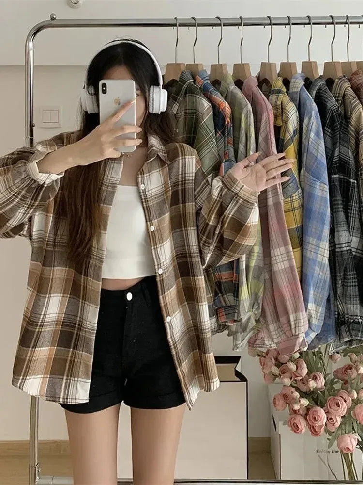 Vintage Plaid Oversized Shirt