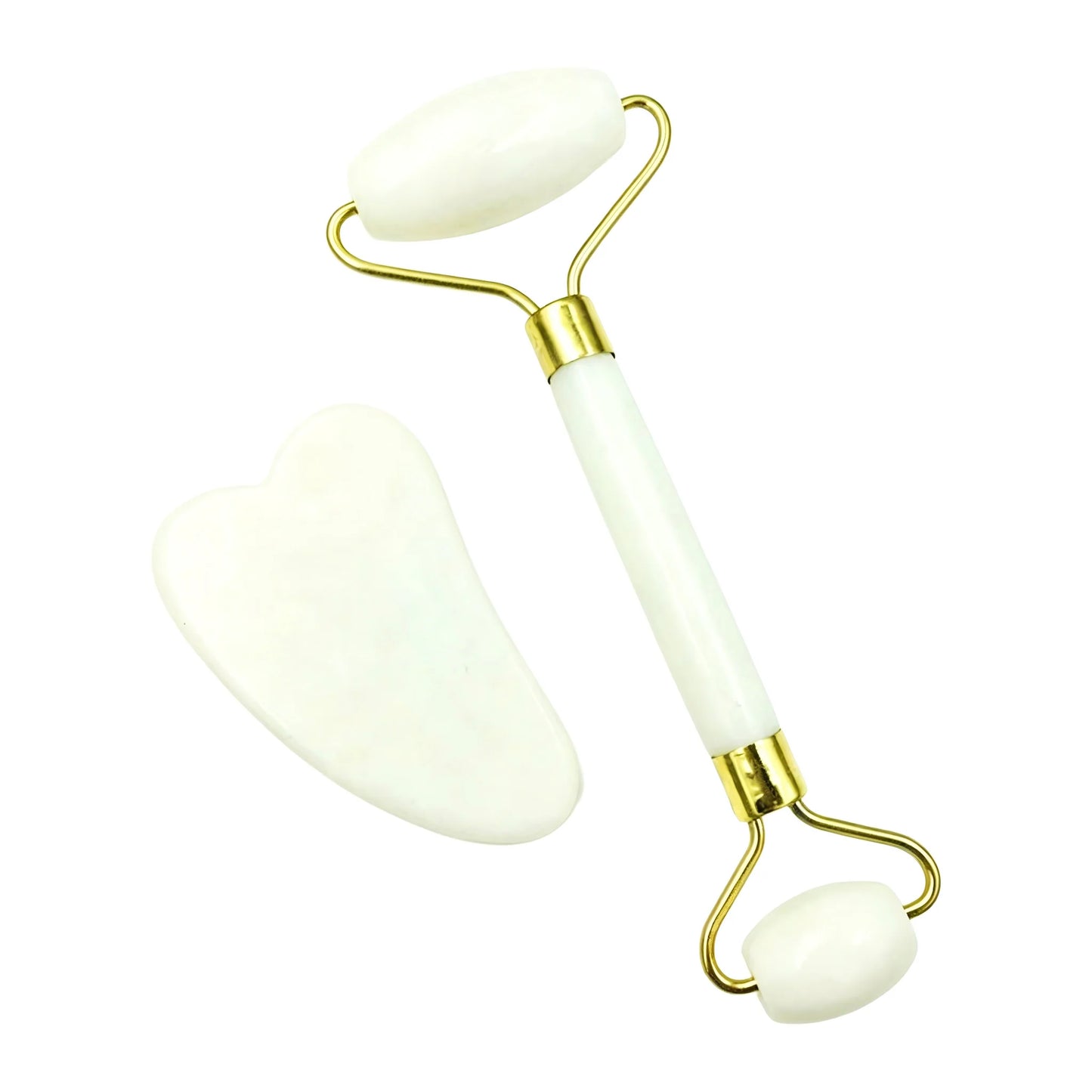 Natural Jade Roller & Gua Sha Board Set Double Head Facial Massager Anti-Aging Skin Care Tool