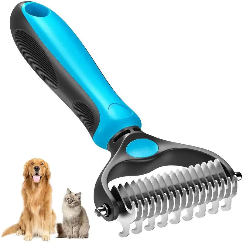 2in1 Stainless Pet Deshedding Brush Dog Hair Remover Pet Fur Knot Cutter Puppy Cat Comb Brushes Dogs Grooming Shedding Supplies - PrimeNest