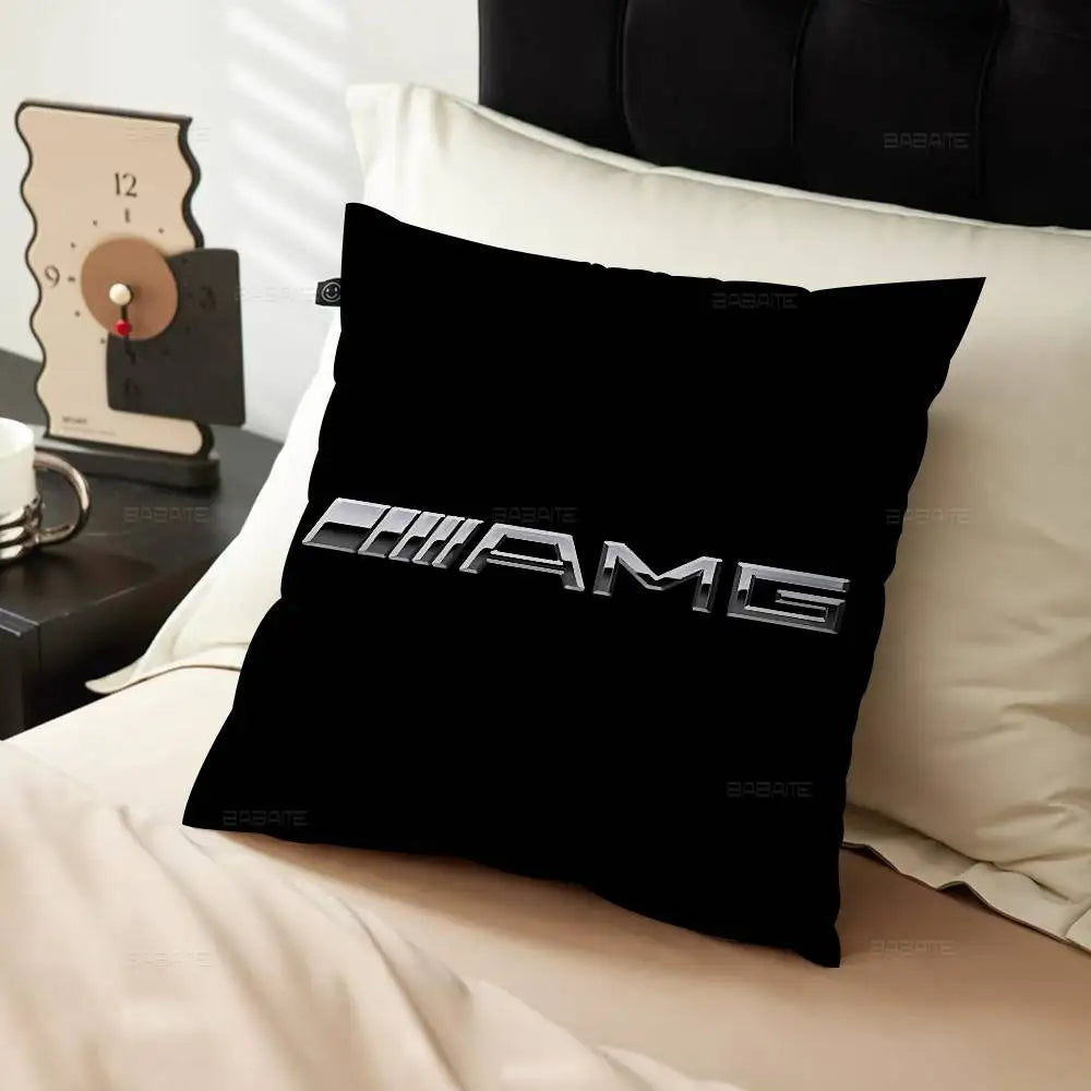 M-Mercedes-Ben-zs Logo Pillow Covers Cartoon Sofa Decorative Home Double-sided Printing Short Plush Cute Cushion Cover