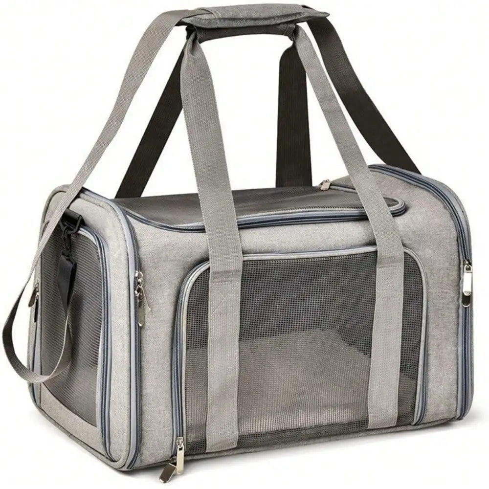 Cat Carrier Dog Carrier Portable Pet Carrier Soft Sided, Medium Small, Foldable Puppy Cat weighing 3kg-6kg for Travel(Gery) - PrimeNest