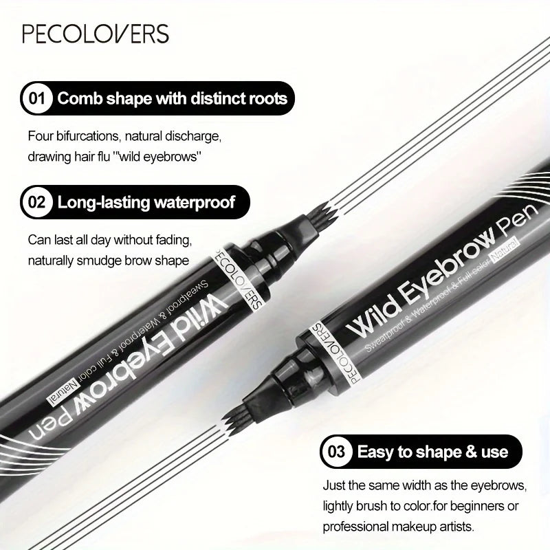 6 Colors 1pc Eyebrow Pen Waterproof 4 Split Tip Eyebrows Pen Eyebrow Tattoo Pen Waterproof Liquid Black Eyebrow Makeup Pencil - PrimeNest