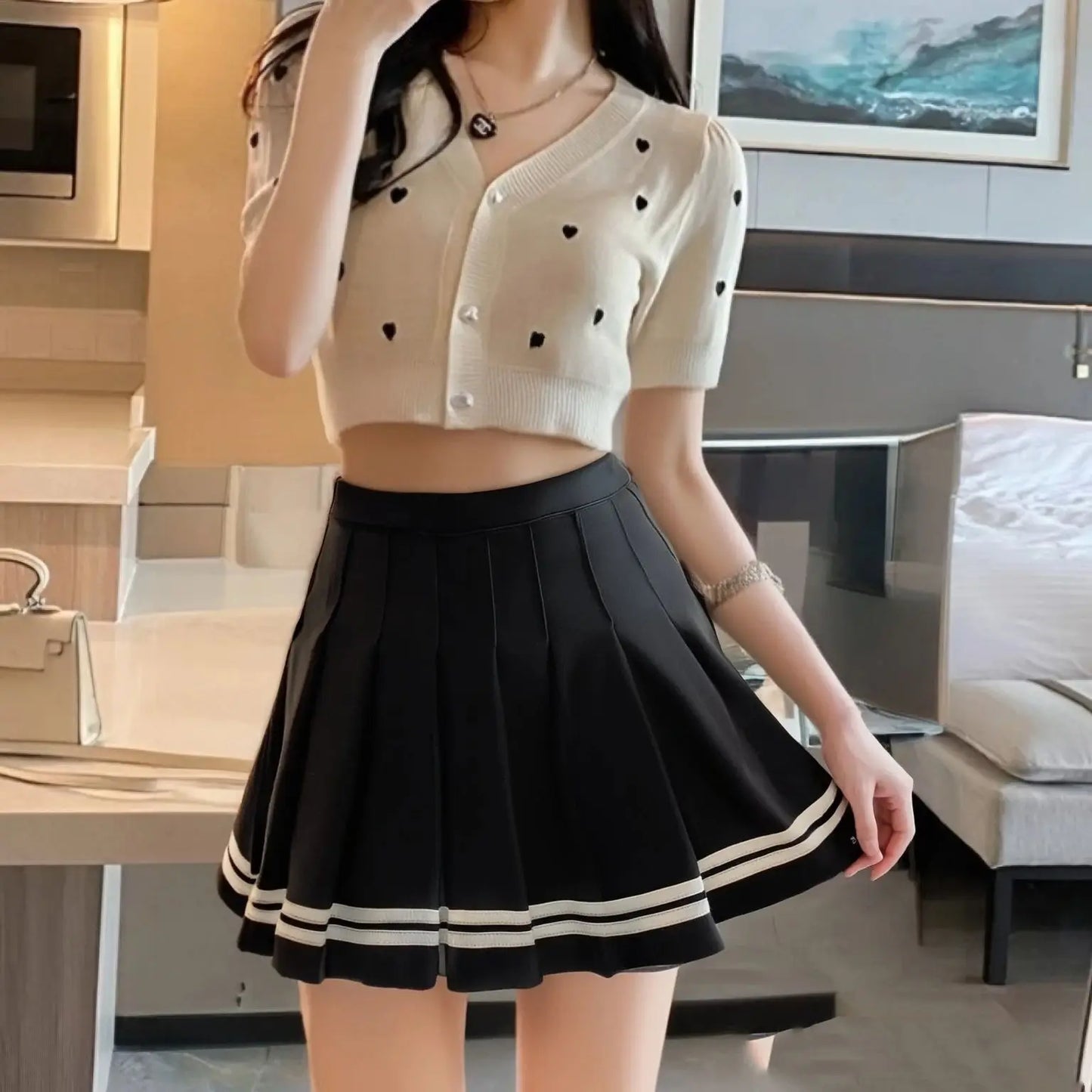 Women's Pleated A-Line Mini Skirt