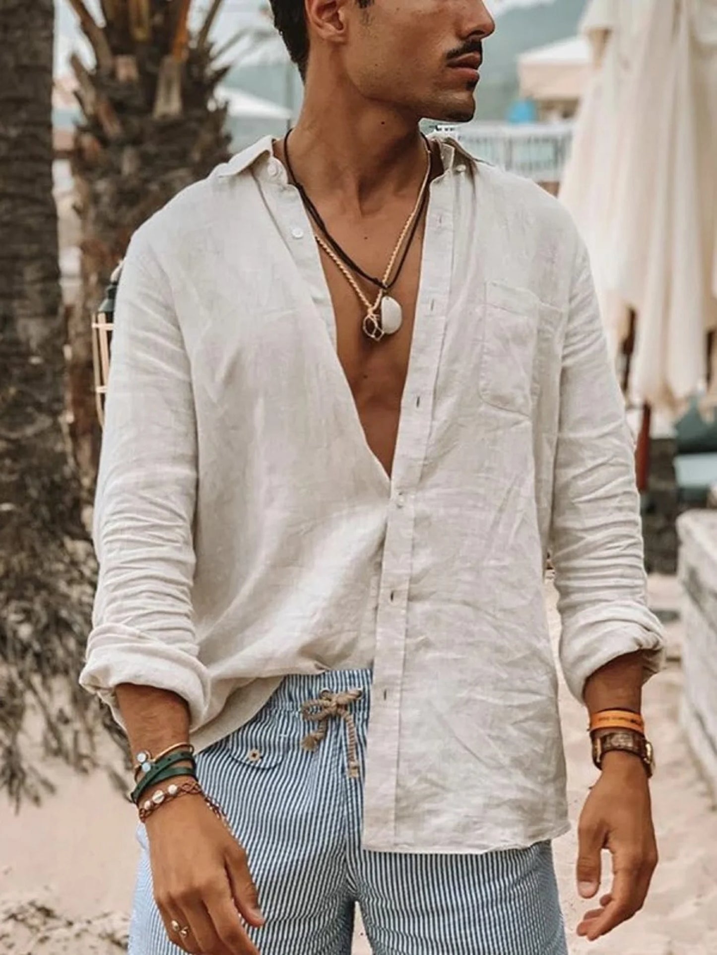 Men's Lapel Cardigan Long-Sleeve Shirt
