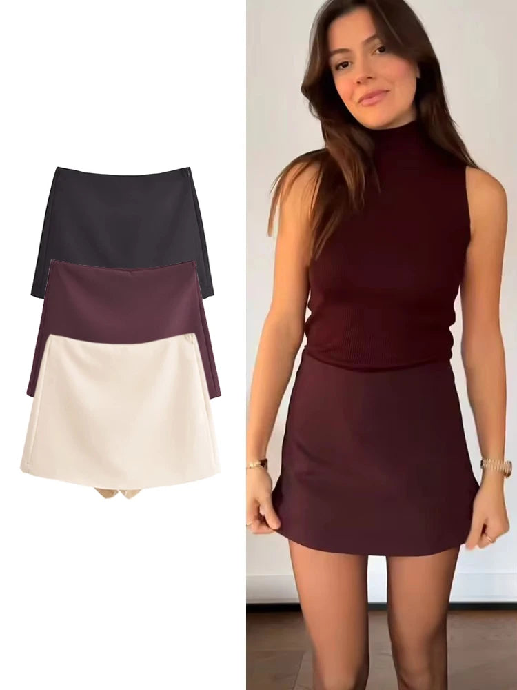 High Waist Zip Mini Skirt