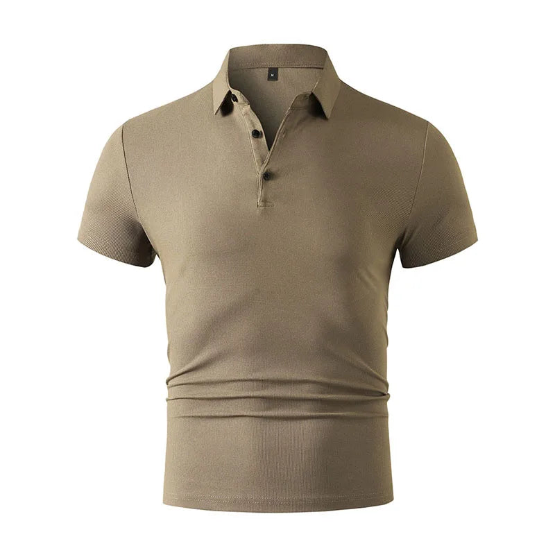 2025 New Men's Casual and Fashionable Simple Collared Short Sleeved Polo Shirt Summer Comfortable Breathable and Versatile Top