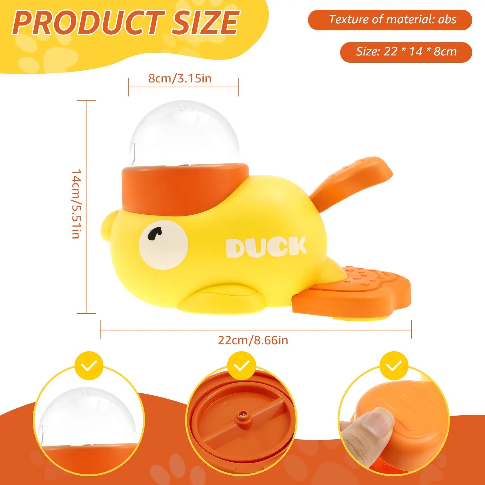 Interactive Duck Shaped Dog Slow Feeder Washable Automatic Dog Feeder Toy with 3 Food Outlet Size for Pets Food Dispenser - PrimeNest