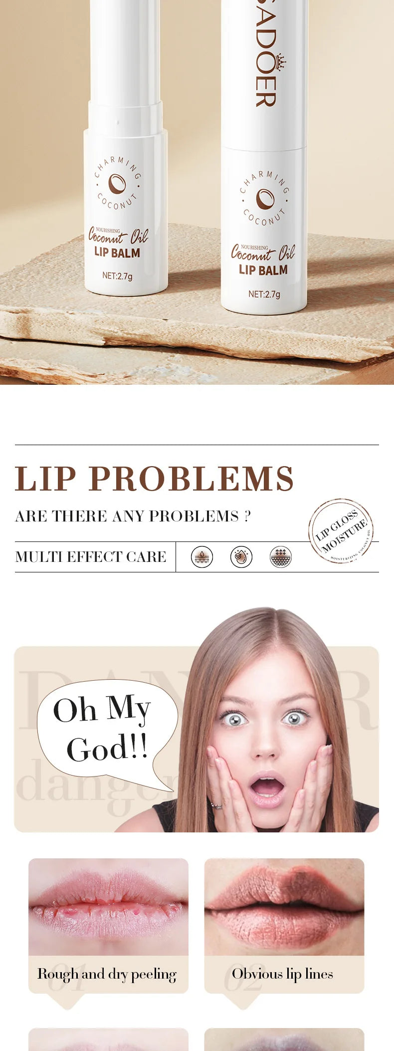 Coconut Lip Balm - Lasting Nourishment and Moisture for Men and Women - Daily Care Lip Balm - PrimeNest