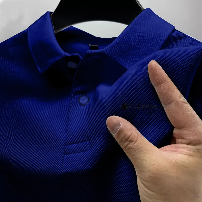 2026 Summer Must-Have Comfortable Men's Golf Shirt, Solid Color, Stylish Casual Button-Down Business Style Men's Polo Shirt