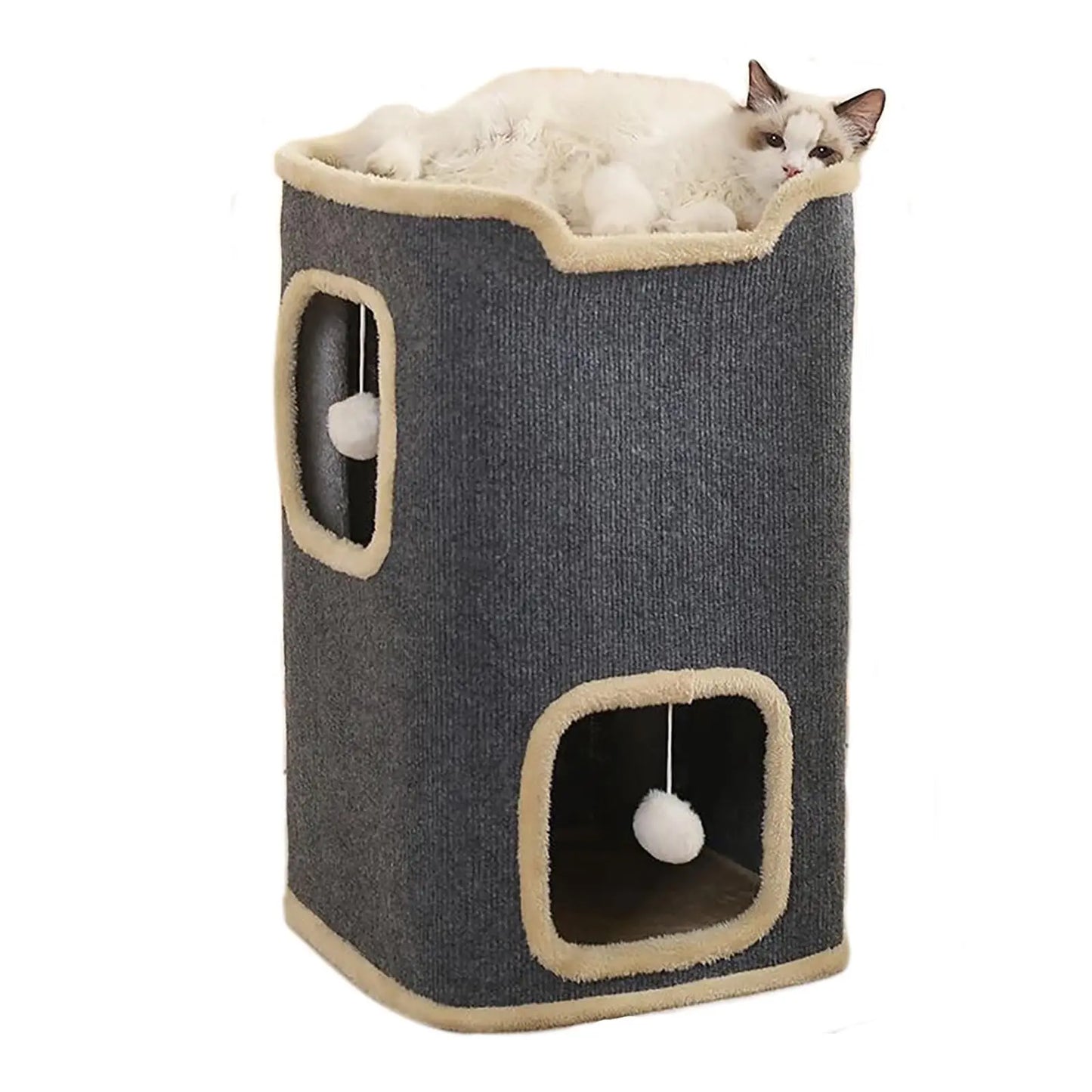 2-Layer Winter Cat Cube Playhouse