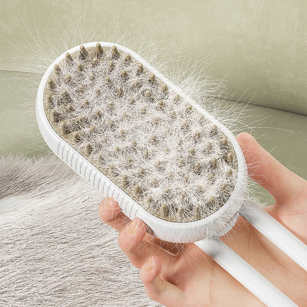 3-in-1 Dog Hair Brush Cat Hair Brush Electric Pet Cleaning Brush Steam Spray Brush Massage Hair Removal Comb Anti Flying Brush - PrimeNest