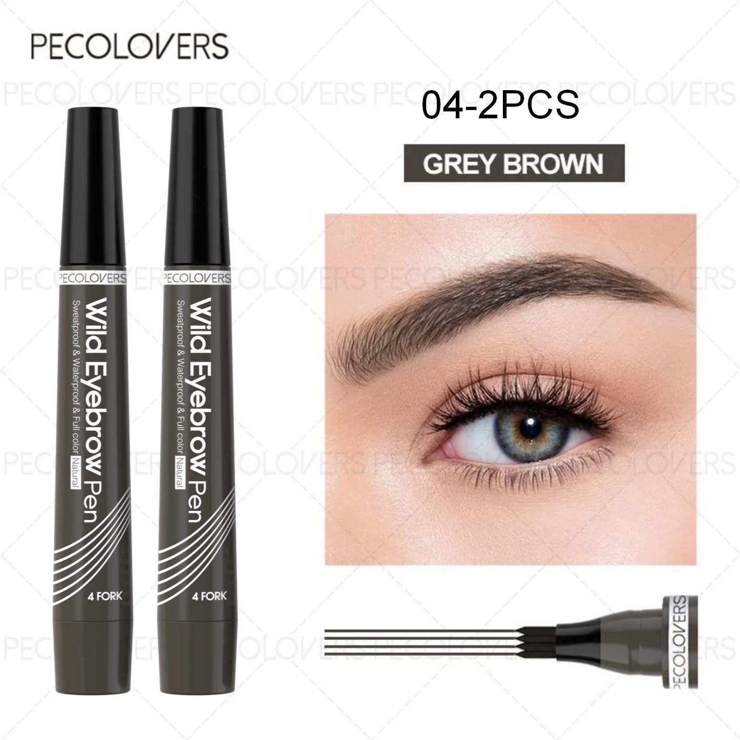 6 Colors 1pc Eyebrow Pen Waterproof 4 Split Tip Eyebrows Pen Eyebrow Tattoo Pen Waterproof Liquid Black Eyebrow Makeup Pencil - PrimeNest