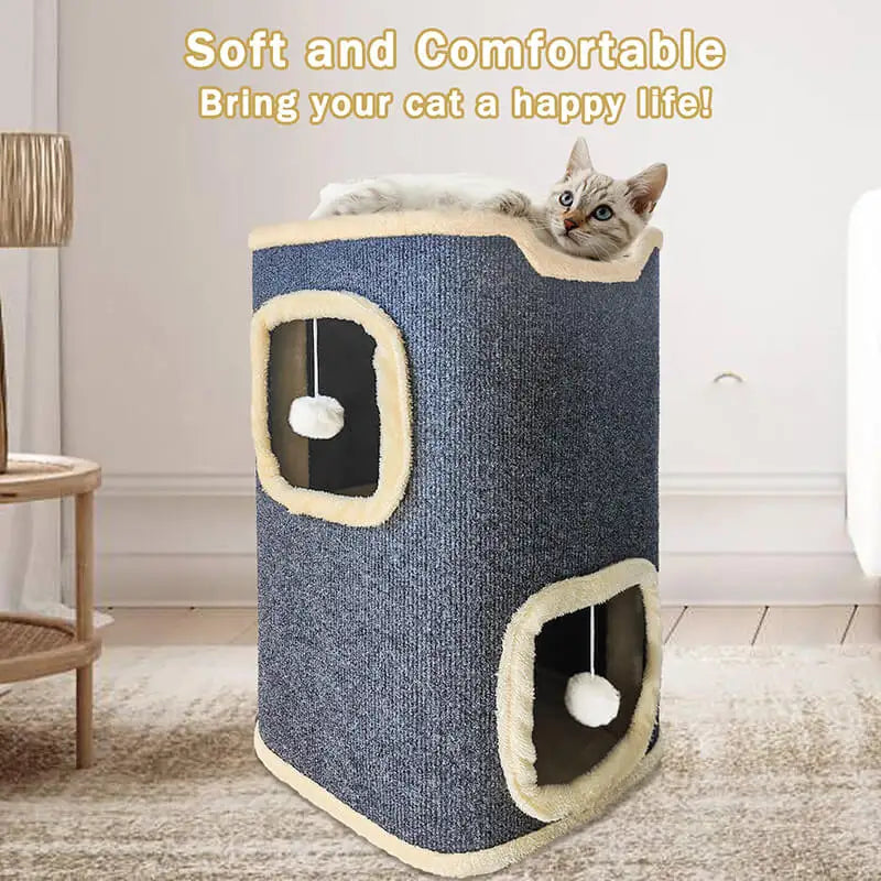 2-Layer Winter Cat Cube Playhouse