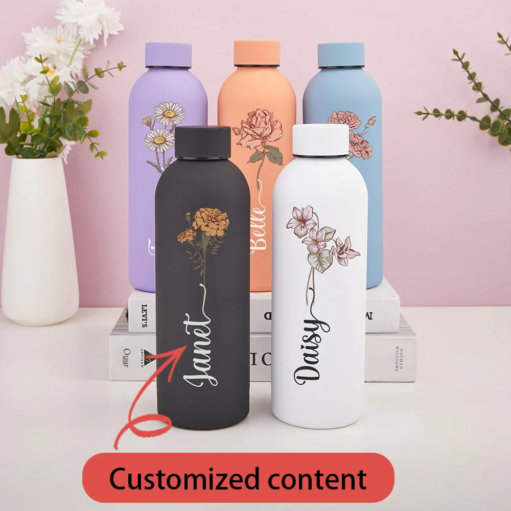 Customized floral water bottle, Portable outdoor sports insulated bottle, for outdoor camping, hiking, and travel