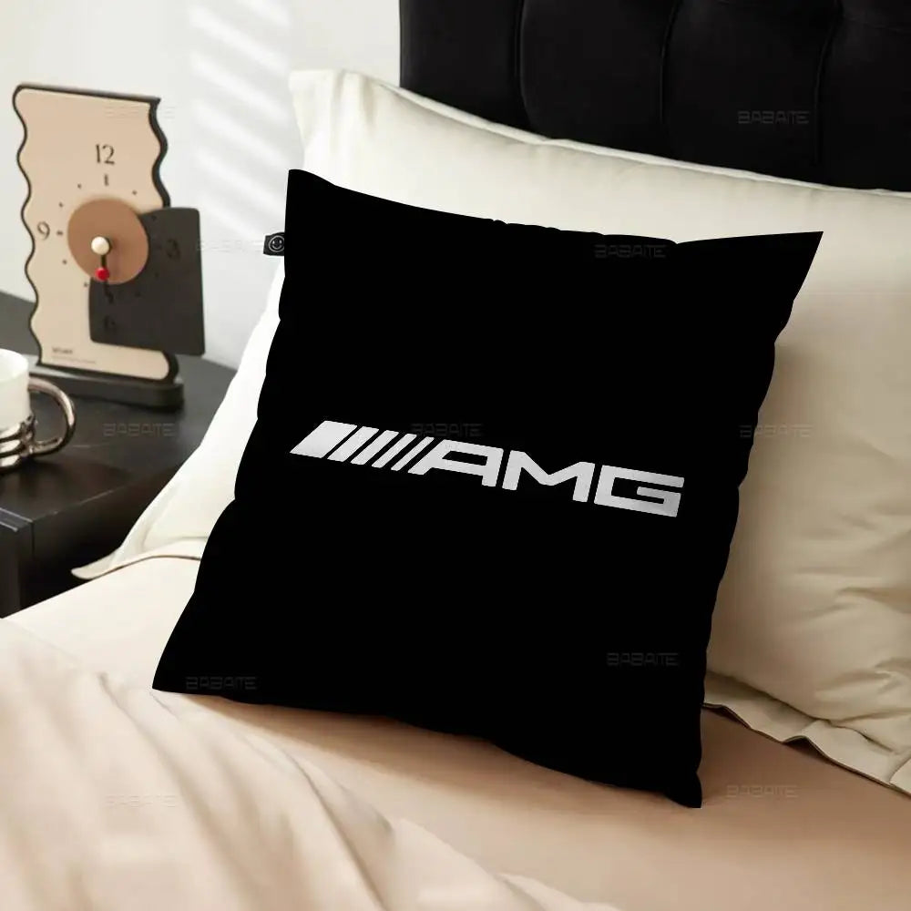 M-Mercedes-Ben-zs Logo Pillow Covers Cartoon Sofa Decorative Home Double-sided Printing Short Plush Cute Cushion Cover