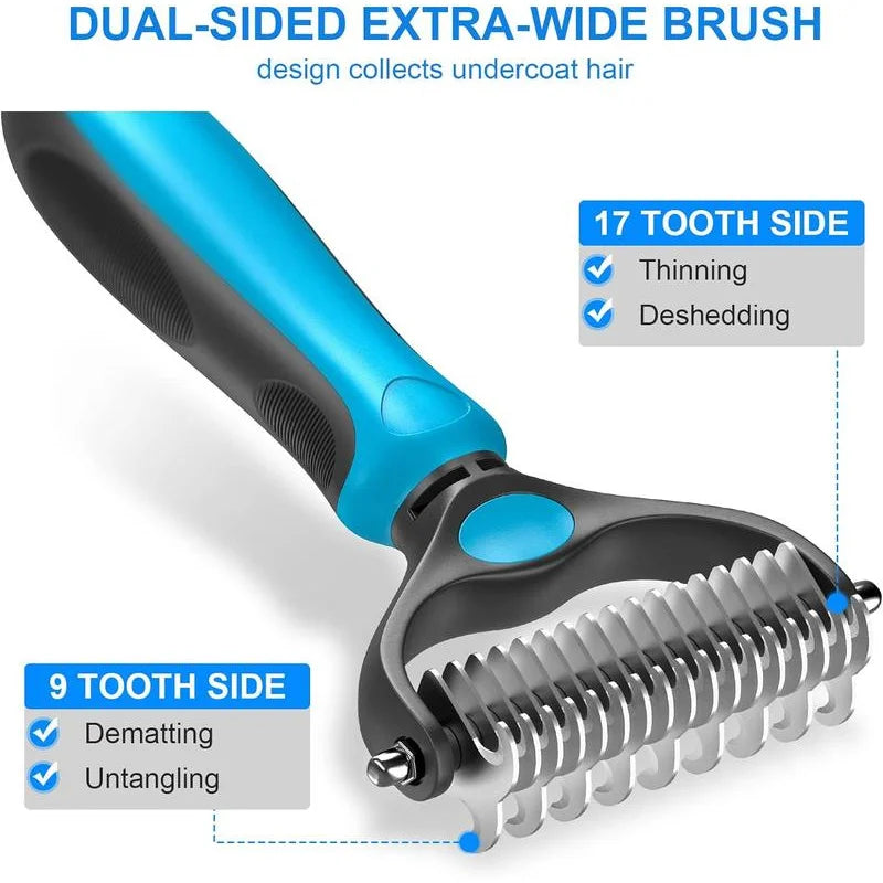 2-in-1 Pet Deshedding Brush & Knot Cutter