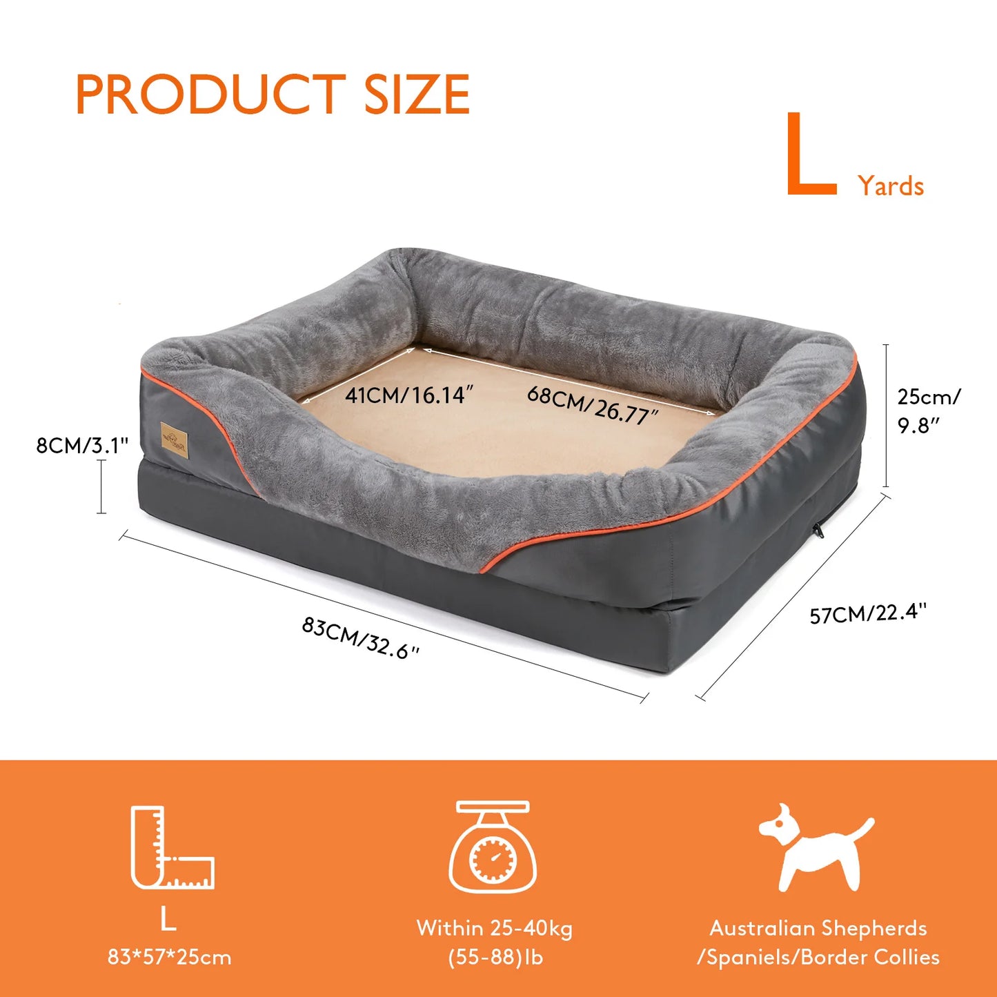 BINGOPAW Large Dog Bed with Washable Cover