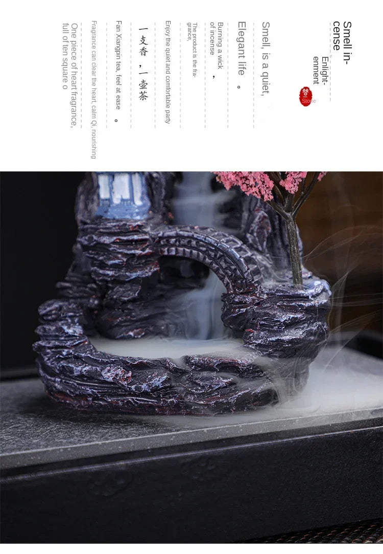 Resin Reflux Incense Burner Tower Sandalwood Decoration Home Indoor Aromatherapy Mosquito Repellent Incense Burner Ornament - PrimeNest